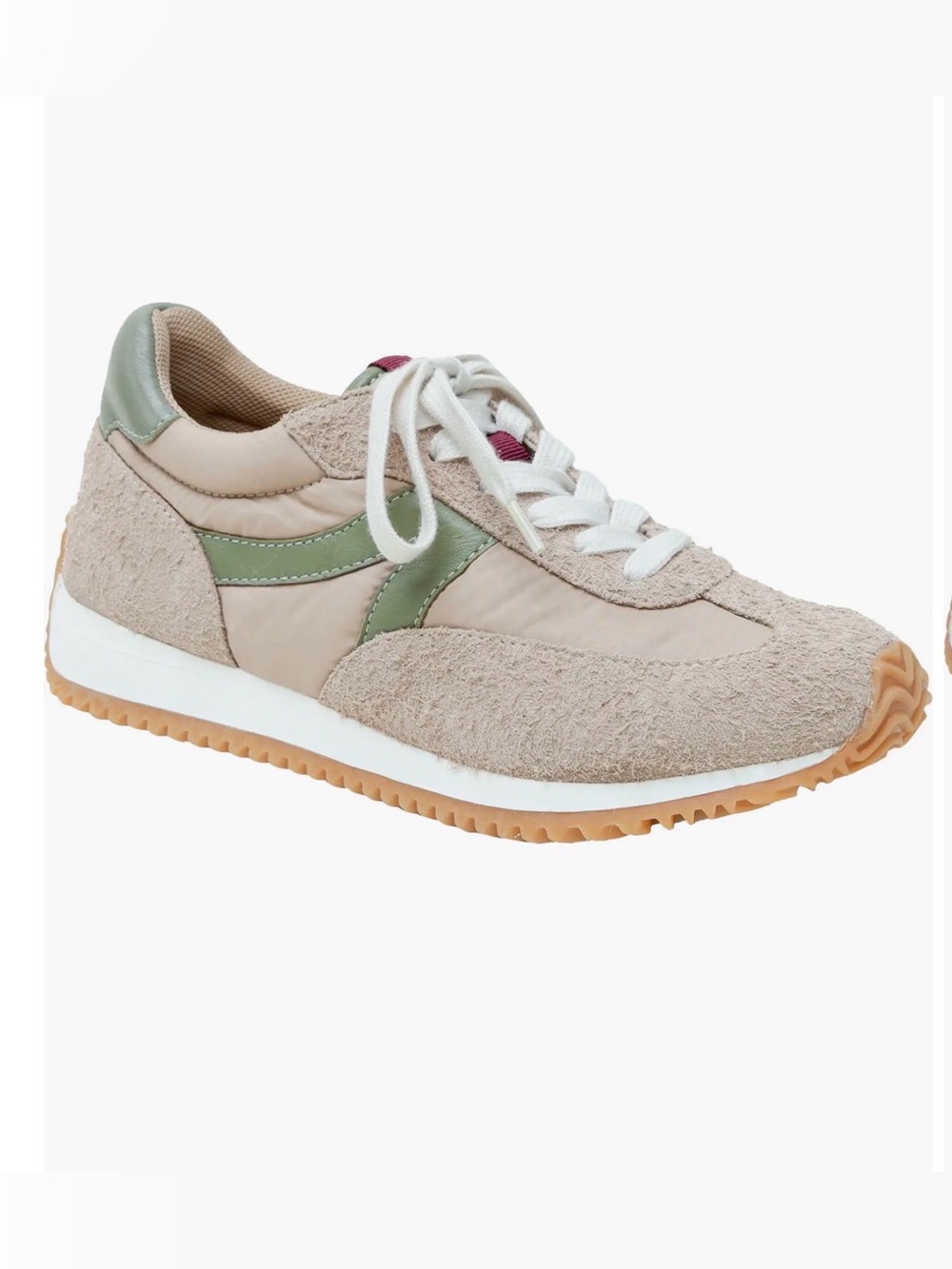 Paolo Beige and Green Suede-Trim Runner Sneakers